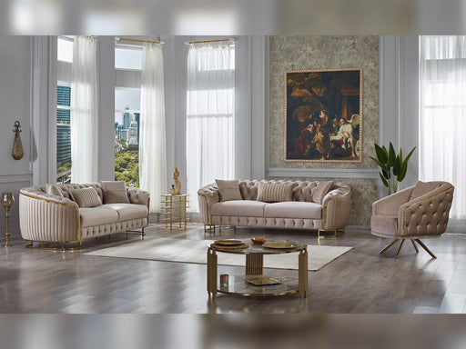 Galata 3-pieces (Sofa & Loveseat & Chair) Livingroom in Beige - 200-SUM-GAL-VELVET260-321