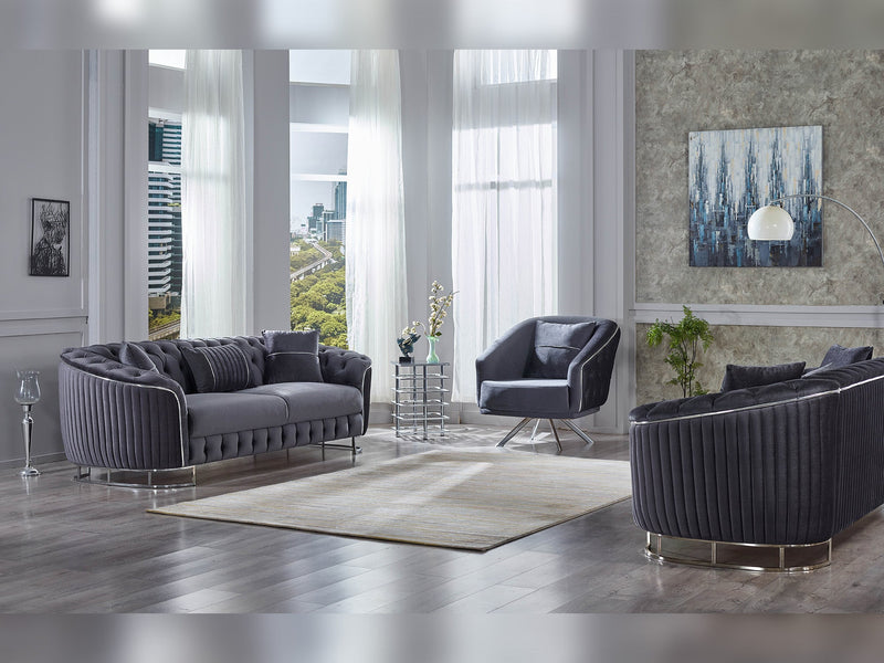 Galata 3-pieces (Sofa & Loveseat & Chair) Livingroom in Beige - 200-SUM-GAL-VELVET260-321