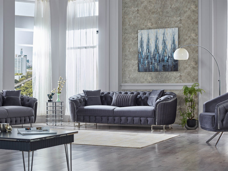 Galata 3-pieces (Sofa & Loveseat & Chair) Livingroom in Beige - 200-SUM-GAL-VELVET260-321