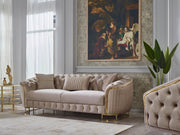 Galata 3-pieces (Sofa & Loveseat & Chair) Livingroom in Beige - 200-SUM-GAL-VELVET260-321