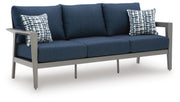Gali Gray/Blue Outdoor Sofa/Chairs/Table Set (Set of 4) - P275-081