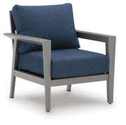 Gali Gray/Blue Outdoor Sofa/Chairs/Table Set (Set of 4) - P275-081