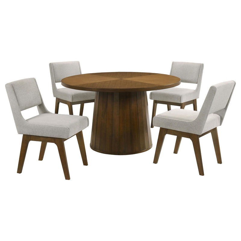 Galindo 5-piece 52-inch Round Dining Set Light Grey and Walnut - 193750-S5A