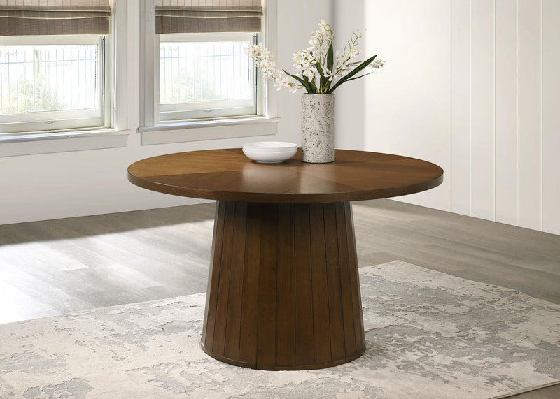 Galindo 52-inch Round Walnut Veneer Dining Table Walnut - 193750