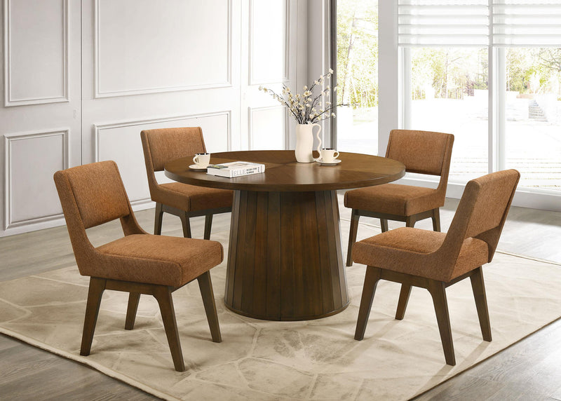 Galindo 52-inch Round Walnut Veneer Dining Table Walnut - 193750