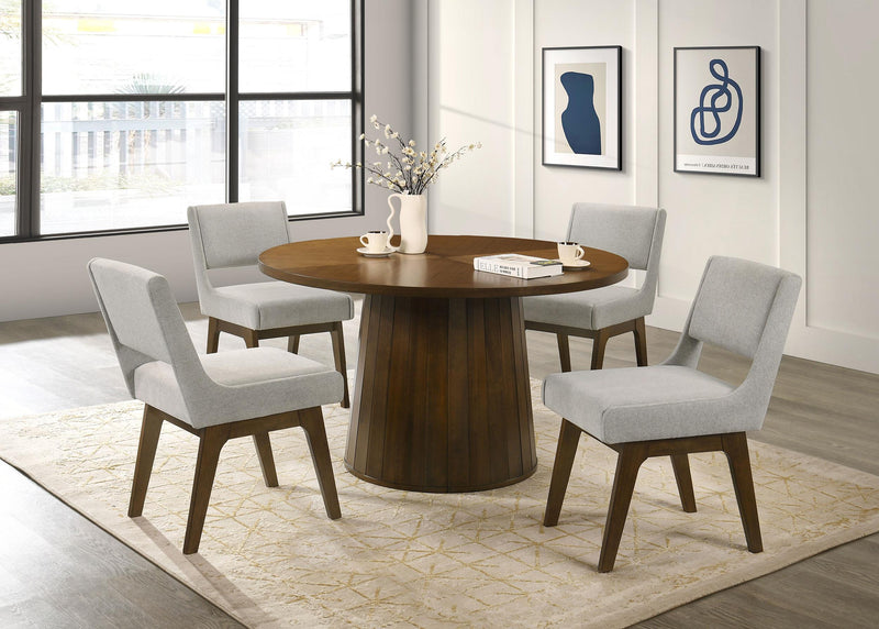 Galindo 52-inch Round Walnut Veneer Dining Table Walnut - 193750
