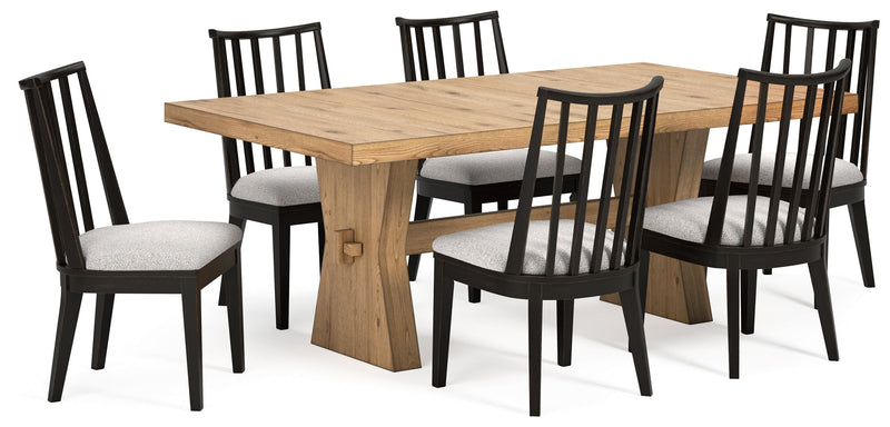 Galliden Light Brown Dining Table and 6 Chairs - Gate FurnitureDining Room Set