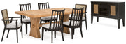 Galliden Light Brown Dining Table and 6 Chairs with Server - Gate FurnitureDining Room Set