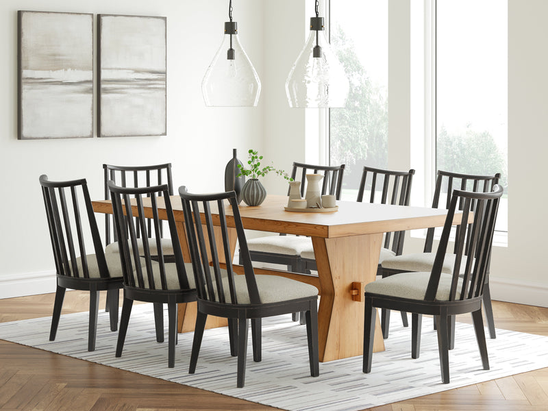 Galliden Light Brown Dining Table and 8 Chairs - Gate FurnitureDining Room Set