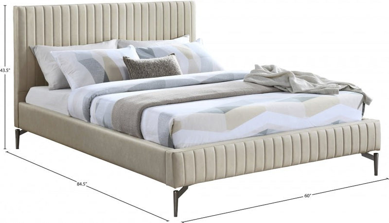 Gallo Vegan Leather Full Bed Beige - GalloBeige-F