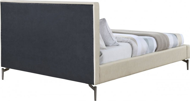 Gallo Vegan Leather King Bed Beige - Gate FurnitureKing Bed