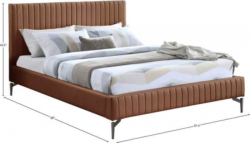 Gallo Vegan Leather King Bed Cognac - Gate FurnitureKing Bed