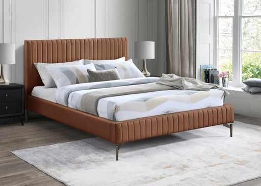 Gallo Vegan Leather King Bed Cognac - Gate FurnitureKing Bed