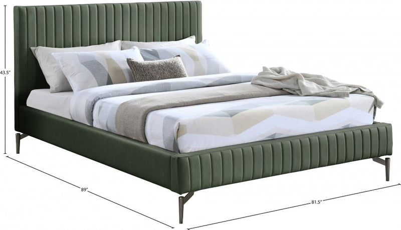 Gallo Vegan Leather King Bed Green - Gate FurnitureKing Bed