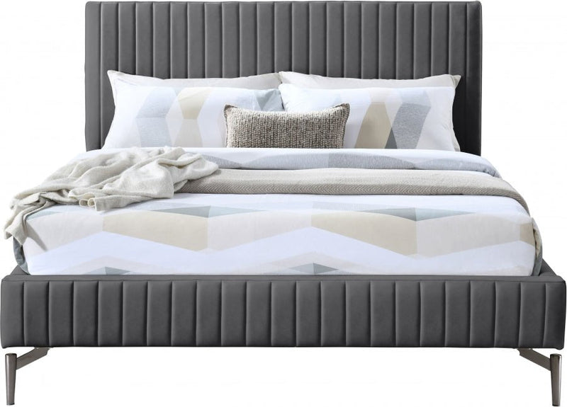 Gallo Vegan Leather King Bed Grey - Gate FurnitureKing Bed