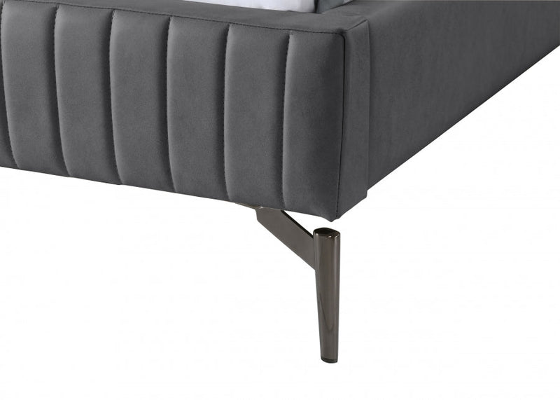 Gallo Vegan Leather King Bed Grey - Gate FurnitureKing Bed