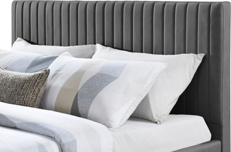 Gallo Vegan Leather King Bed Grey - Gate FurnitureKing Bed