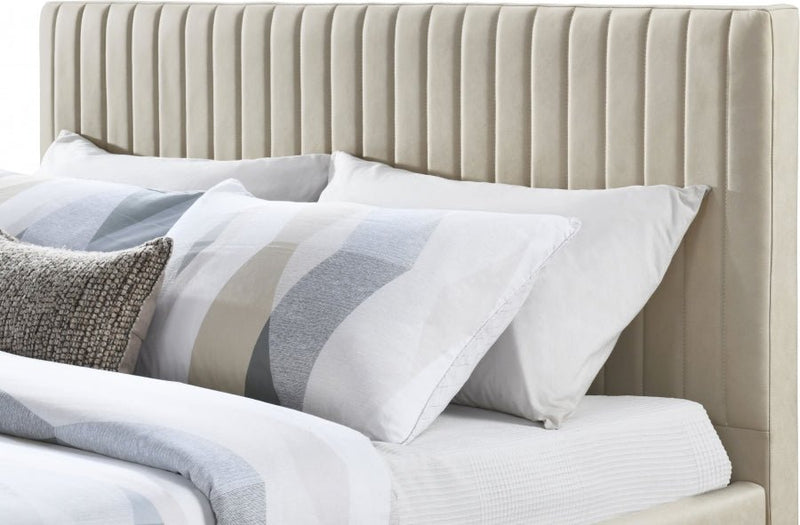 Gallo Vegan Leather Queen Bed Beige - Gate FurnitureQueen Bed