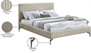 Gallo Vegan Leather Queen Bed Beige - Gate FurnitureQueen Bed
