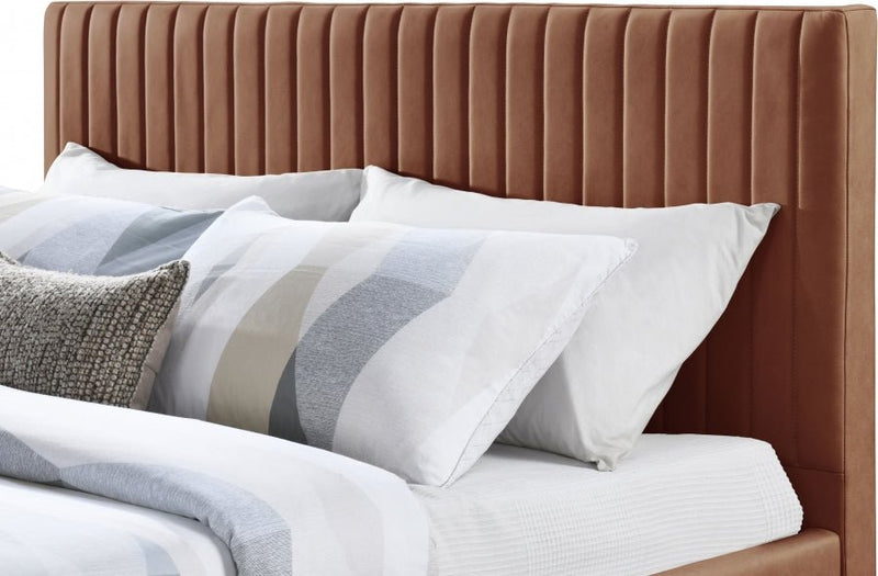 Gallo Vegan Leather Queen Bed Cognac - Gate FurnitureQueen Bed