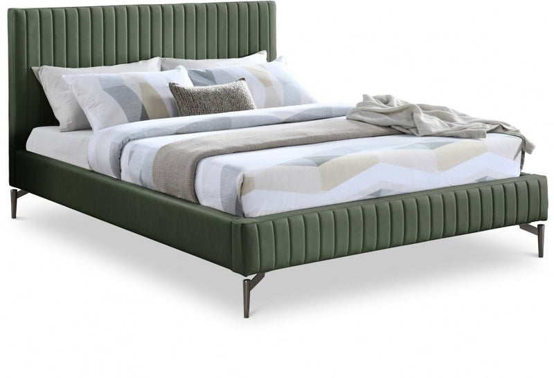 Gallo Vegan Leather Queen Bed Green - Gate FurnitureQueen Bed