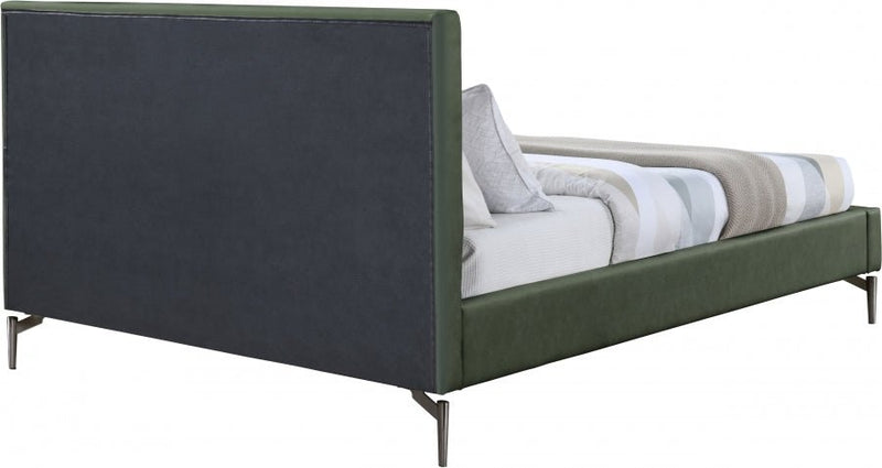 Gallo Vegan Leather Queen Bed Green - Gate FurnitureQueen Bed