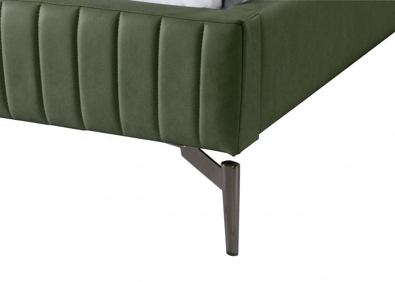 Gallo Vegan Leather Queen Bed Green - Gate FurnitureQueen Bed