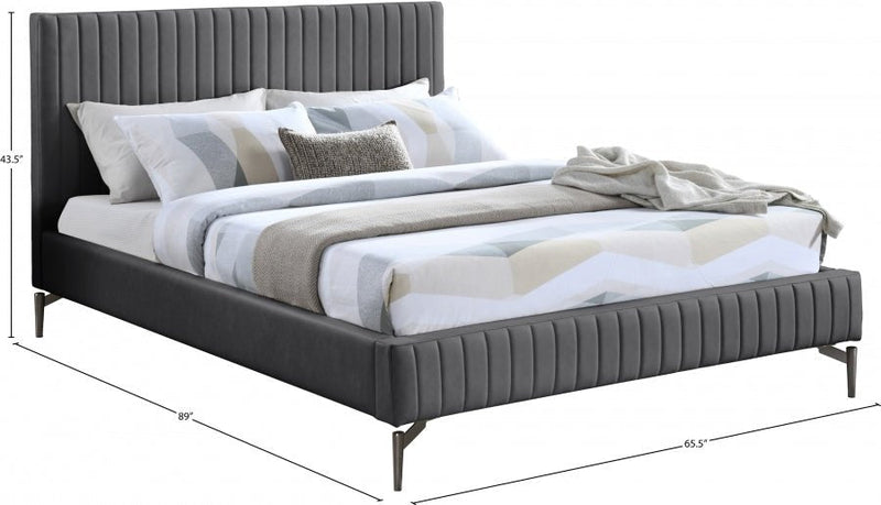 Gallo Vegan Leather Queen Bed Grey - Gate FurnitureQueen Bed