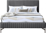 Gallo Vegan Leather Queen Bed Grey - Gate FurnitureQueen Bed