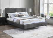 Gallo Vegan Leather Queen Bed Grey - Gate FurnitureQueen Bed