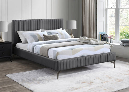 Gallo Vegan Leather Queen Bed Grey - Gate FurnitureQueen Bed