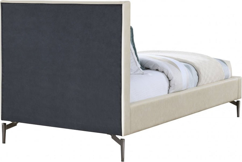 Gallo Vegan Leather Twin Bed Beige - Gate FurnitureTwin Bed