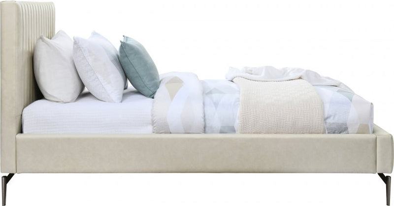 Gallo Vegan Leather Twin Bed Beige - Gate FurnitureTwin Bed