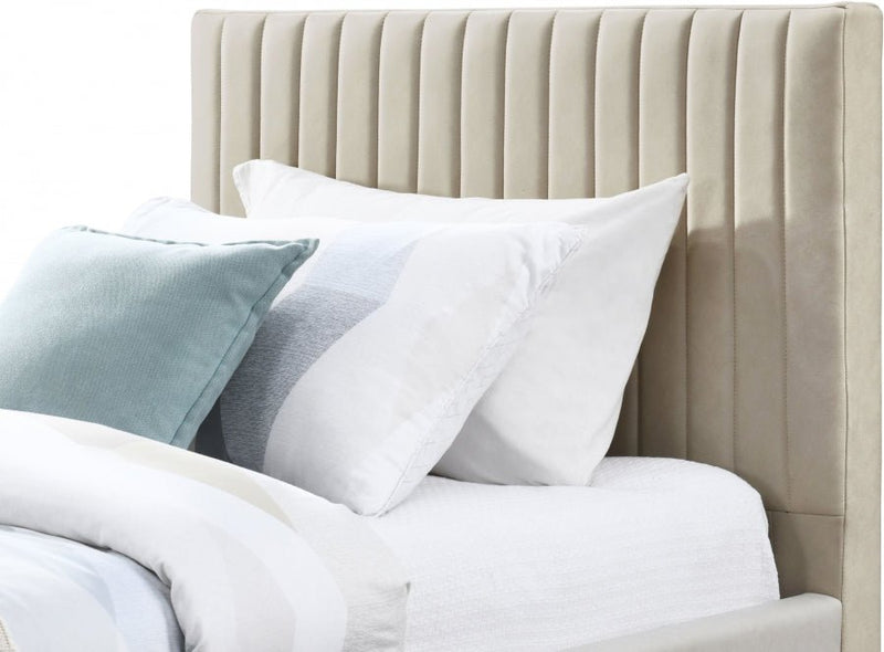 Gallo Vegan Leather Twin Bed Beige - Gate FurnitureTwin Bed