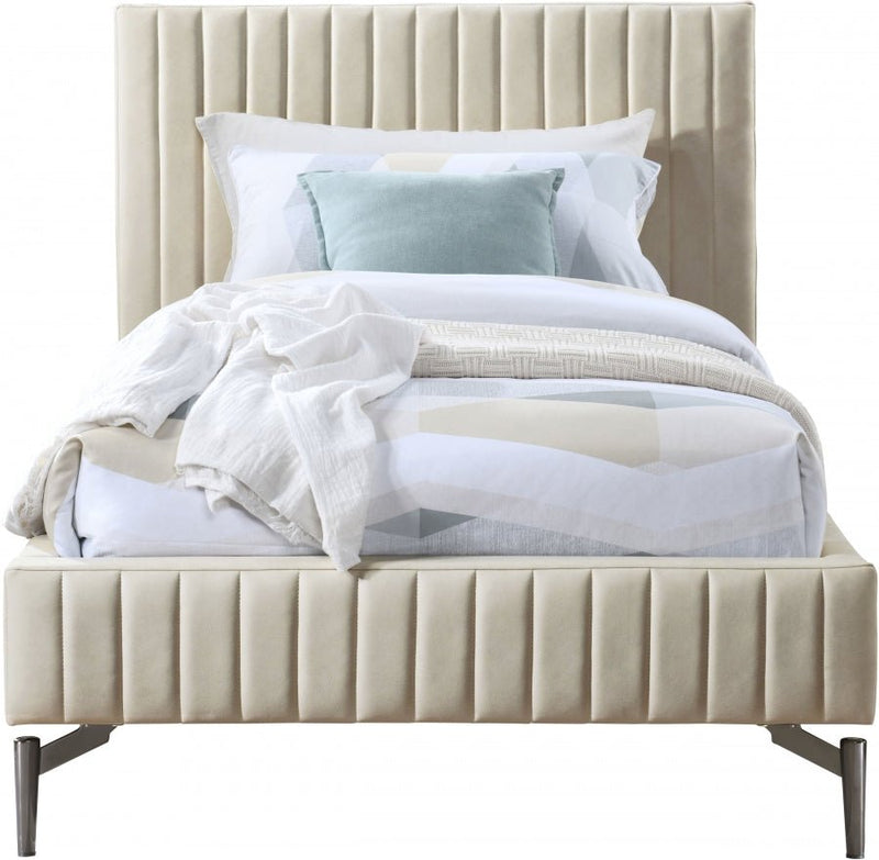 Gallo Vegan Leather Twin Bed Beige - Gate FurnitureTwin Bed