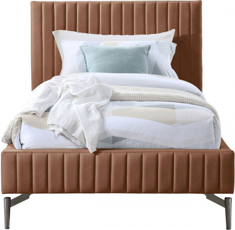 Gallo Vegan Leather Twin Bed Cognac - Gate FurnitureTwin Bed