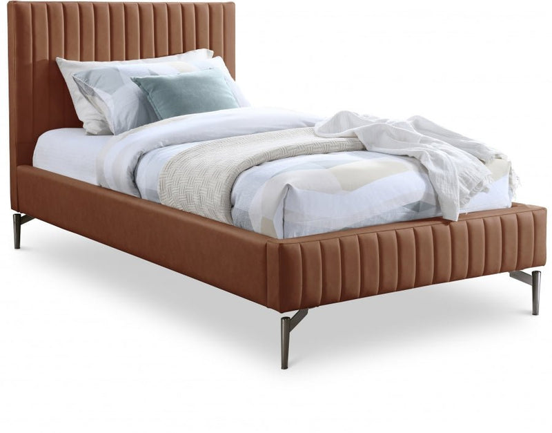 Gallo Vegan Leather Twin Bed Cognac - Gate FurnitureTwin Bed