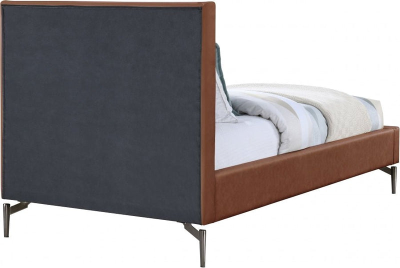 Gallo Vegan Leather Twin Bed Cognac - Gate FurnitureTwin Bed