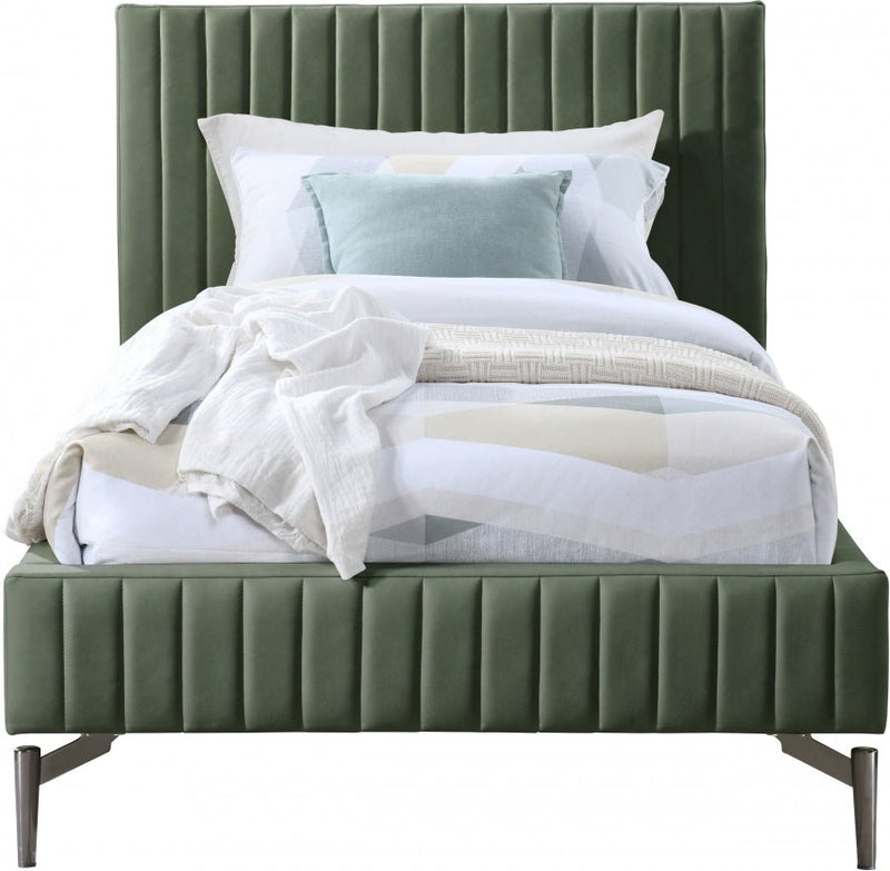 Gallo Vegan Leather Twin Bed Green - Gate FurnitureTwin Bed