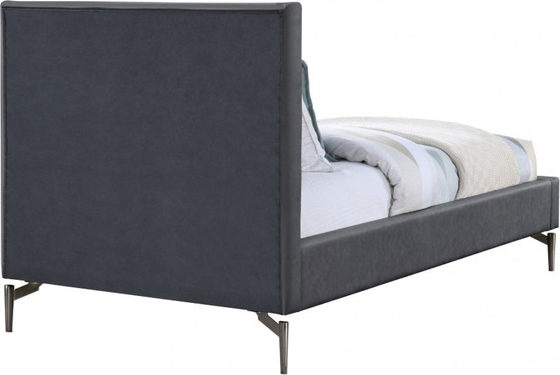Gallo Vegan Leather Twin Bed Grey - Gate FurnitureTwin Bed