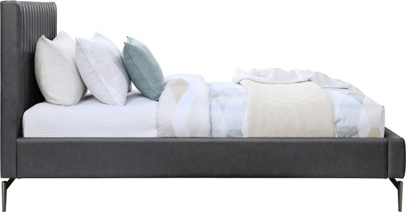 Gallo Vegan Leather Twin Bed Grey - Gate FurnitureTwin Bed