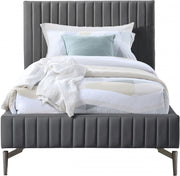 Gallo Vegan Leather Twin Bed Grey - Gate FurnitureTwin Bed