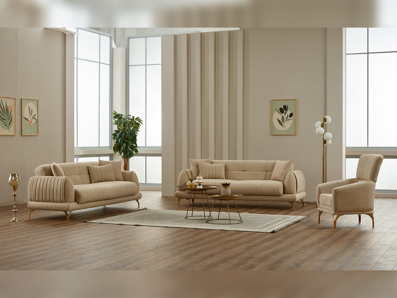 Gamba 3-pieces (Sofa & Loveseat & Chair) Livingroom in Beige - 200-SIM-GAM-GIRNE03-321