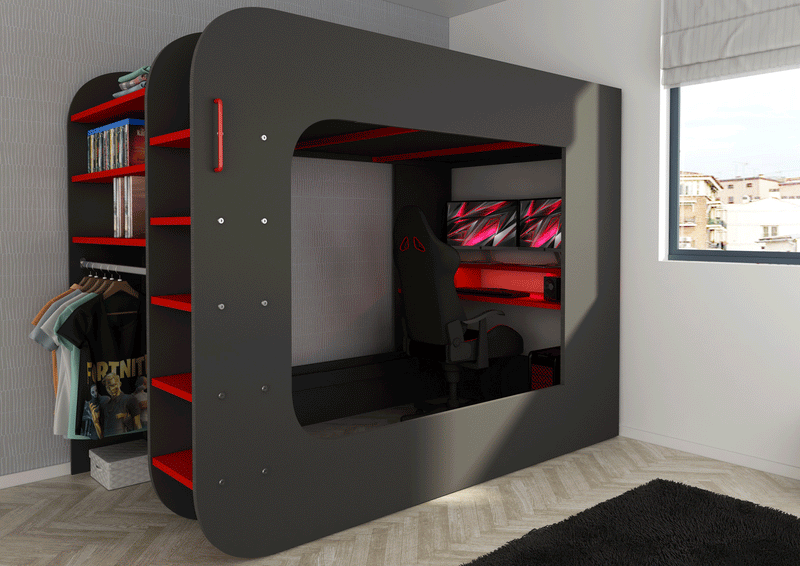 Gamer Bed Red & Black - i38209 - Gate Furniture