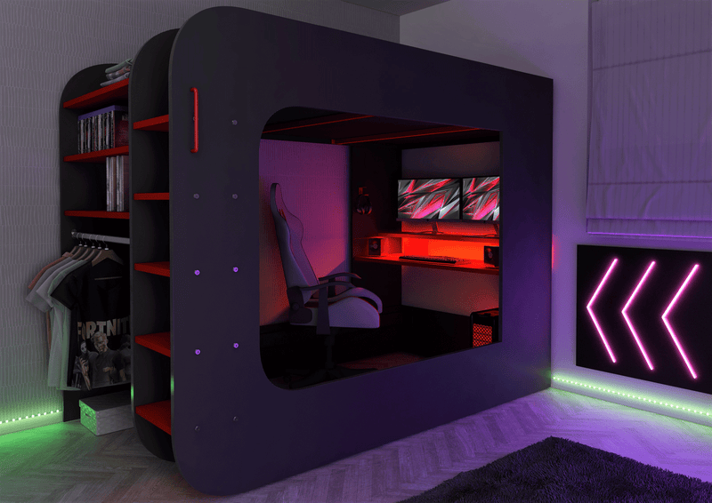 Gamer Bed Red & Black SET - p13194