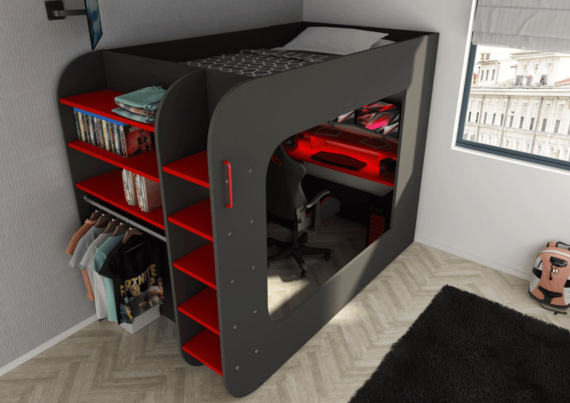 Gamer Bed Red & Black SET - p13194
