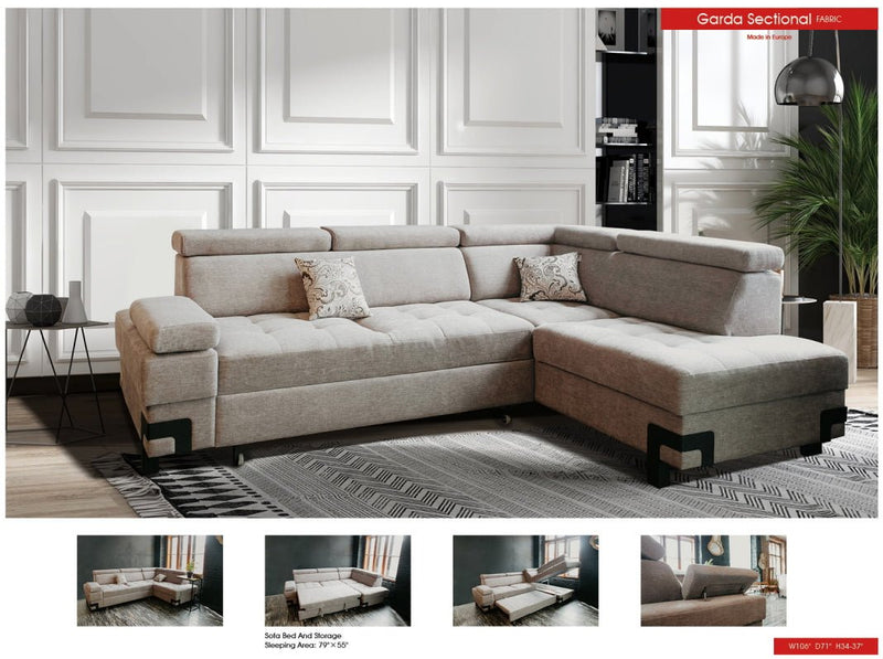 Garda Sectional W/ Bed And Storage - Gate FurnitureSleeper Sectional