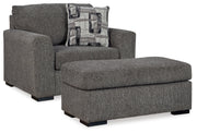 Gardiner Chair and Ottoman in Pewter - PKG015828