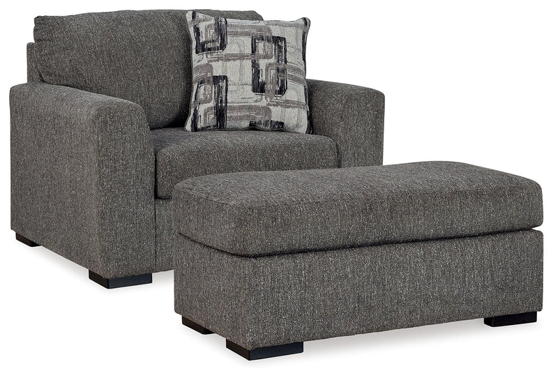 Gardiner Chair and Ottoman in Pewter - PKG015828