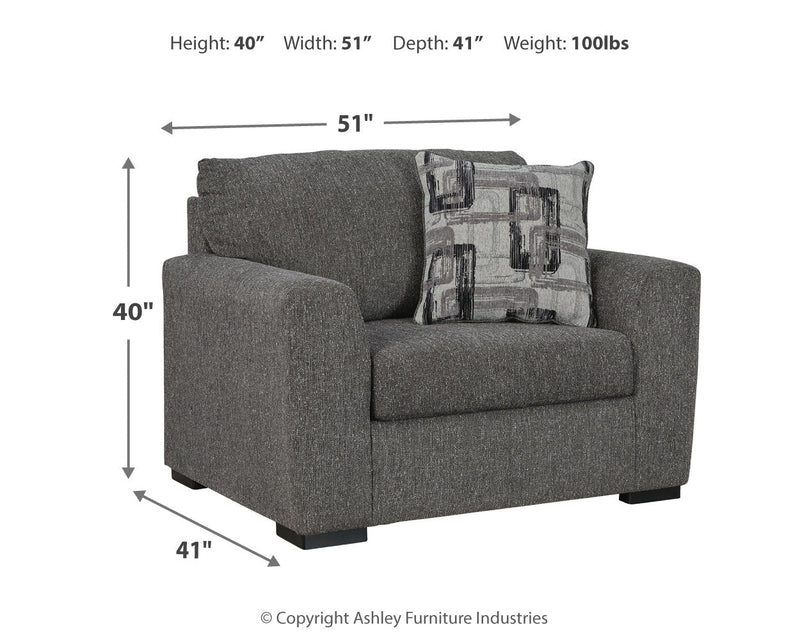 Gardiner Chair and Ottoman in Pewter - PKG015828